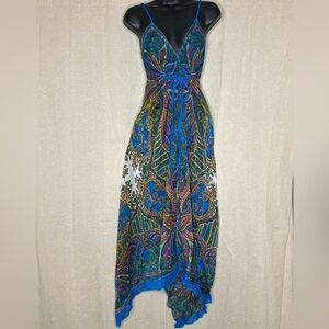 Vibrant Blue Paisley Maxi Dress